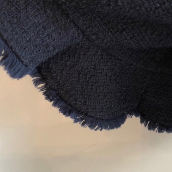 Banana Republic Navy Blue Knit Boucle Ruffle Sleeve Top S - Picture 3 of 14